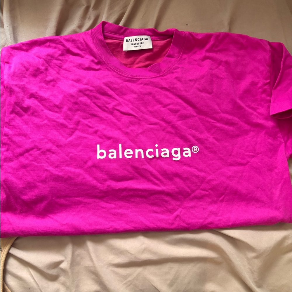 Balenciaga Fuchsia Tee with Logo